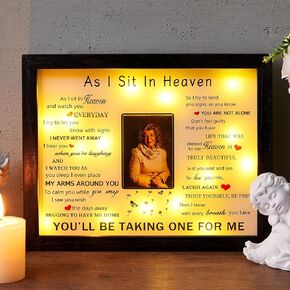 WOODEXPE هدية التعاطف 8 "× 10" LED صندوق الظل التذكاري التذكاري إطار الصورة التذكارية الهدايا التذكارية لفقدان أحد أفراد أسرته - رسالة من السماء in Kuwait