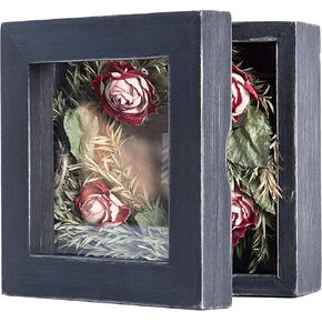 Freezing point Shadow Box Frame 5x5 Shadow Box Display Case Cabinet Picture Frame with Linen Back Memorabilia Awards Medals Bouquet Photos Badge Pin Paw Print Memory Box For Keepsakes Black Small Mini