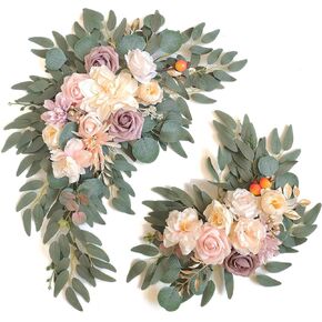 Artifical Flower Swag Set of 2 for Wedding Welcome Signs Floral Decorations and Wedding Reception Ceremony Signs (Blue)