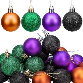 12 Pcs Halloween Glitter Hanging Ball- 2 Inch Halloween Shatterproof Ball Ornaments- Shiny Tree Ball Ornament for Halloween Christmas Party Tree Decoration