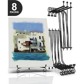 Display Stand 8 Packs, 4 Inches Iron Foldable Plate Stand Picture Stand Photo Stand for Display, Black Holder Easel for Decorative Plates, Picture Frames, Books, Artistic Work