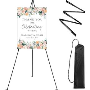 RRFTOK Easel Stand for Display,63'' Instant Easel,Art and Crafts, Foldable Portable Ground Easel for Wedding Banner and Poster Display Stand, Easel Display Metal Tripod with Portable Bag.