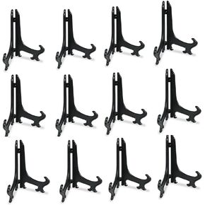 Artliving 3 Inch Black 12pcs/Set Plastic Easels Plate Display Stands Picture Frame Stand Holder