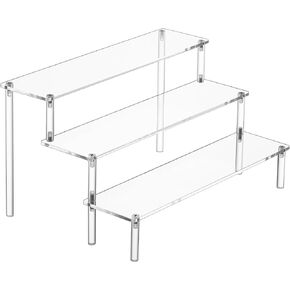 Large Acrylic Display Risers, Perfume Stand Organizer, Clear Acrylic Shelf Risers for Display Stands for Food, Tabletop Use, Amiibo Funko POP Figure, 3 Tier Clear Cupcake Stand Risers