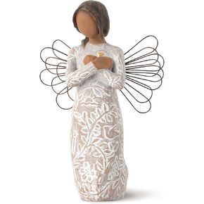 Willow Tree Remembrance (Darker Skin) Angel, Memories, Hold Each Safely in Your Heart, Carved with Symbols to Remind us of Loved Ones, Gift of Support and Sympathy, Sculpted Hand-Painted Figure