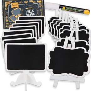 16 Pack Mini Chalkboard Sign for Food, 3.7 x 4.2 in Wooden Framed Chalk Board for Wedding Signs, Food Labels for Party Buffet, Catering Supplies Display, Table Number, Place Cards, Event Decorations