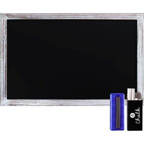 HBCY Creations 11" x 17" Whitewash Solid Wood Frame Wall Chalkboard, Magnetic Surface, Home Décor, Restaurant & Café Menus, Blackboard, Includes Chalk, Eraser & Hanging Hardware in Saudi Arabia