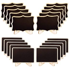 Mini Chalkboard Signs, 20 Pack Small Wooden Tabletop Chalkboard Sign with Support Easels for Weeding Table Numbers, Buffet Food Signs, Party Decoration (Fancy Polygon) in Kuwait