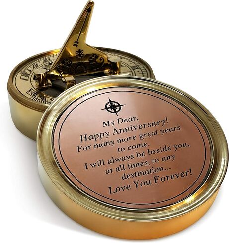OakiWay Anniversary Sundial Compass Gift for Him or Her, with Special Greeting - Romantic Gift Ideas for Husband or Wife, Wedding Aniversity Gifts for Men, 50th 40th 25th 20th Anniversary Celebration in Kuwait