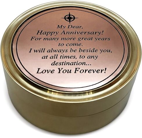 OakiWay Anniversary Sundial Compass Gift for Him or Her, with Special Greeting - Romantic Gift Ideas for Husband or Wife, Wedding Aniversity Gifts for Men, 50th 40th 25th 20th Anniversary Celebration in Kuwait