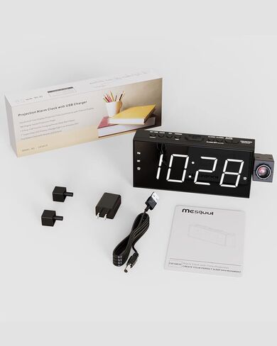 Mesqool Digital Projection Alarm Clock with Dual Alarms, 5 Levels Dimmer in Kuwait