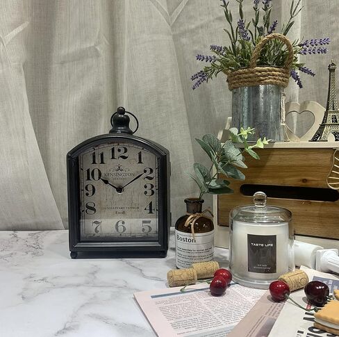 ساعة حائط رترو صغيرة بتصميم عتيق، ساعة مكتب انيقة معدنية انيقة للرفوف وديكور المكتب وديكور الحائط والطاولة in Kuwait