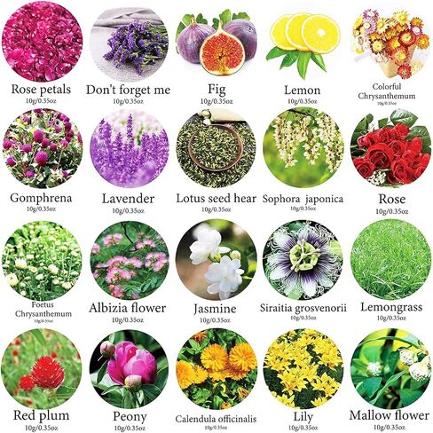 9 Bags Dried Flowers,100% Natural Dried Flowers Herbs Kit for Soap Making, DIY Candle Making,Bath - Include Rose Petals,Lavender,Don't Forget Me,Lilium,Jasmine,Rosebudsand More in Saudi Arabia