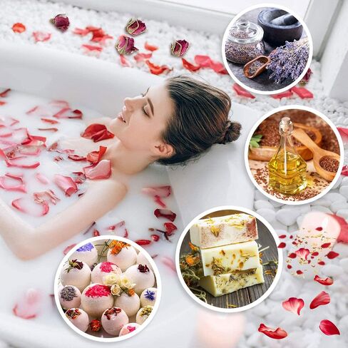 9 Bags Dried Flowers,100% Natural Dried Flowers Herbs Kit for Soap Making, DIY Candle Making,Bath - Include Rose Petals,Lavender,Don't Forget Me,Lilium,Jasmine,Rosebudsand More in Saudi Arabia