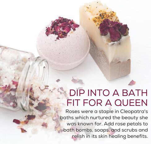 Dried Rose Petals and Rose Buds - Red - 1 Pound Edible Flowers - Use in Tea, Baking, Making Rose Water, Crafting, Wedding Confetti - Included Sample Bottle of Rose Absolute Essential Oil - by bMAKER in Kuwait