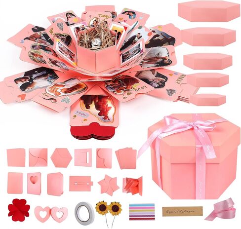 RECUTMS Explosion Box Creative Love Memory Photo Album Surprise album Gift Box Christmas Box For Girl boyfriend Proposal Sweet Love Memory Photo Paper Box Album（Black） in Saudi Arabia