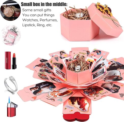 RECUTMS Explosion Box Creative Love Memory Photo Album Surprise album Gift Box Christmas Box For Girl boyfriend Proposal Sweet Love Memory Photo Paper Box Album（Black） in Saudi Arabia