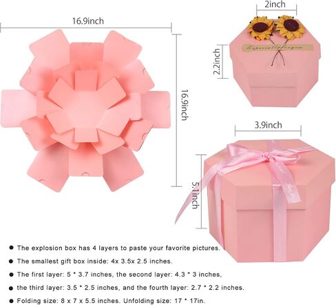 RECUTMS Explosion Box Creative Love Memory Photo Album Surprise album Gift Box Christmas Box For Girl boyfriend Proposal Sweet Love Memory Photo Paper Box Album（Black） in Saudi Arabia