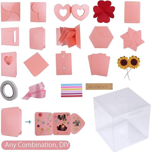 RECUTMS Explosion Box Creative Love Memory Photo Album Surprise album Gift Box Christmas Box For Girl boyfriend Proposal Sweet Love Memory Photo Paper Box Album（Black） in Saudi Arabia