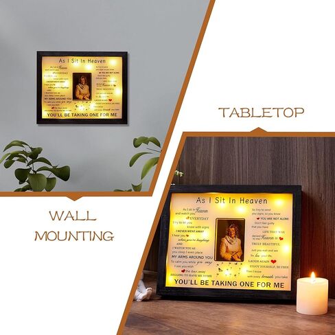 WOODEXPE هدية التعاطف 8 "× 10" LED صندوق الظل التذكاري التذكاري إطار الصورة التذكارية الهدايا التذكارية لفقدان أحد أفراد أسرته - رسالة من السماء in Kuwait