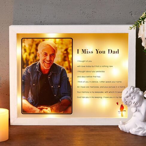Sympathy Gift LED Memorial Shadow Box Memorial Picture Frame for Loss of Loved One 4x6 Photo (As I Sit in Heaven Black) in Kuwait