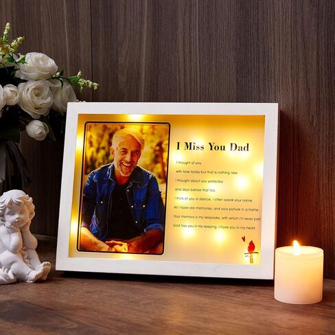 Sympathy Gift LED Memorial Shadow Box Memorial Picture Frame for Loss of Loved One 4x6 Photo (As I Sit in Heaven Black) in Kuwait