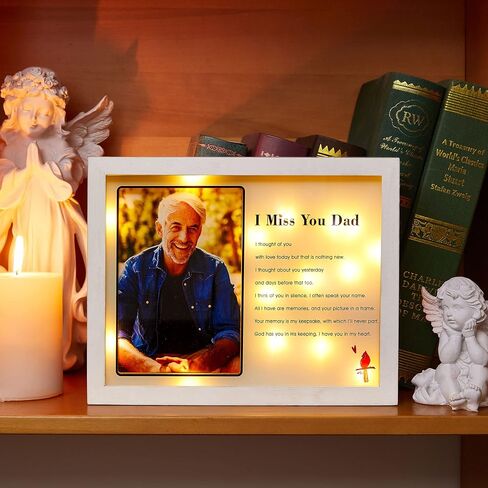 Sympathy Gift LED Memorial Shadow Box Memorial Picture Frame for Loss of Loved One 4x6 Photo (As I Sit in Heaven Black) in Kuwait