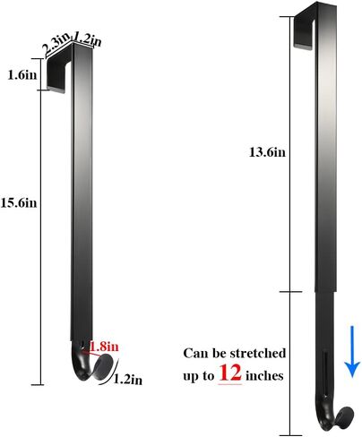 kalekey 2 حزمة إكليل شماعات، قابل للتعديل إكليل شماعات طول من 14 إلى 26 بوصة، اكاليل حامل هوك 20LB الثقيلة، للباب الأمامي لعيد الميلاد عيد الفصح عيد الهالوين زينة اكليلا من الزهور علامة ترحيب in Kuwait