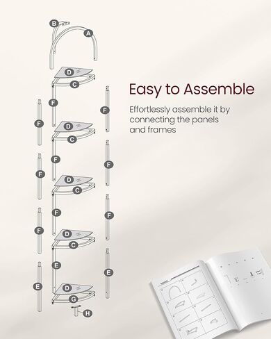 VASAGLE 3-Tier Corner Shelf Stand, Corner Bookshelf, Bathroom Organizer, Plant Stand, Tempered Glass, Steel Frame, Modern Style, for Living Room, Bathroom, Kitchen, Classic Black ULGT811B61 in Kuwait