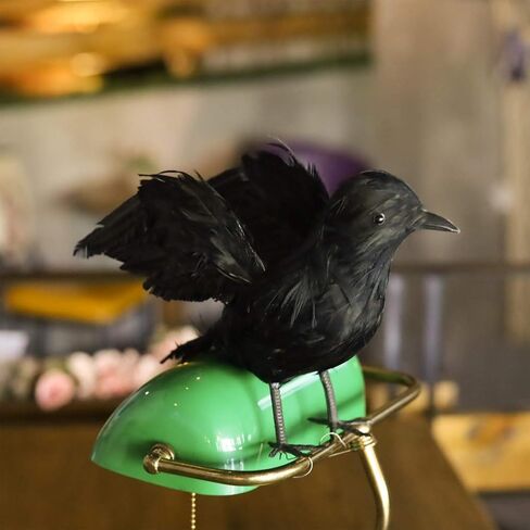 FUNPENY Halloween الغربان ذات الريش الأسود، طيور زينة الهالوين Lifelik مع ريش حقيقي (6 عبوات) in Kuwait