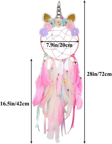 Dream Catchers for Kids Unicorn Wall Decor for Girls Bedroom Flower Feather Wall Hanging Decoration in Kuwait