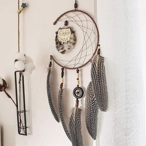 Owl Dream Catchers for Bedroom Adult Kids Boys Girls,Moon Net Dream Catcher for Wall Hanging,Sweet Dreams Native American Wall Decor for Home in Saudi Arabia