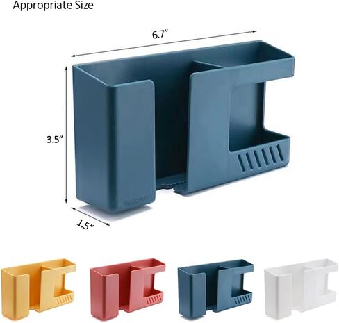 D3 Wall Mount Phone Holder, Punch-Free Wall-Mounted Mobile Phones Charging to Stand, Sticky Remote Control Storage Box Bedside Lazy Mobile Phone Rack, Multipurpose Storage Box (2 Pack-Blue) in Kuwait
