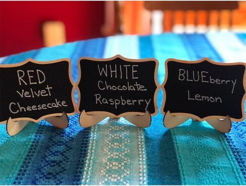 Mini Chalkboard Signs, 20 Pack Small Wooden Tabletop Chalkboard Sign with Support Easels for Weeding Table Numbers, Buffet Food Signs, Party Decoration (Fancy Polygon) in Kuwait