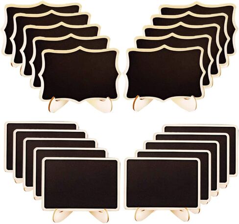 Mini Chalkboard Signs, 20 Pack Small Wooden Tabletop Chalkboard Sign with Support Easels for Weeding Table Numbers, Buffet Food Signs, Party Decoration (Fancy Polygon) in Kuwait