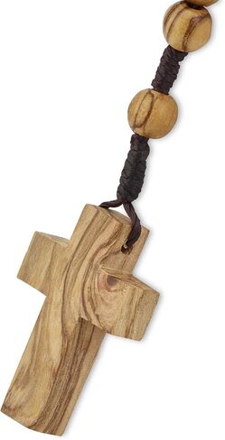 Bethlehem Certified Wooden Rosary from Olive Wood - Our Father Christian Catholic Wooden Prayer Beads in Cotton Rosary Pouch and Authenticity Certificate for Men and Women in Saudi Arabia