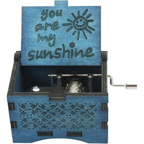 UNIQLED You are My Sunshine صناديق الموسيقى الخشبية المحفورة بالليزر كرنك اليد الكلاسيكية الخشبية صن شاين صندوق موسيقي هدايا لعيد الميلاد وعيد الميلاد وعيد الحب in Kuwait