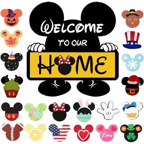 Hot Air Balloon Interchangeable Seasonal Welcome Door Sign for Front Door Decor, Welcome to Our Home Sign with Holiday Pieces for Farmhouse/Wall/Porch Decor Housewarming Gift in Saudi Arabia