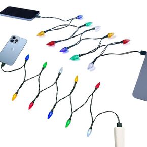 شاحن USB ومصباح من Louliou، كابل شحن أضواء عيد الميلاد LED، متين ومحمول متوافق مع 7 7plus 8 8plus 11 11Pro Max، 12 12pro Max، 13 13pro Max، 14 14pro Max إلخ قطعتان in Kuwait