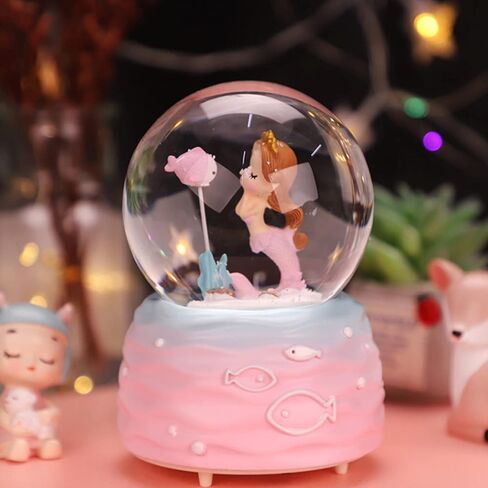Mermaid Snow Globes,Snowglobes with Musical,LED Lights, Gifts for Girls,Birthday Christmas Festival Gift for 5-12 Year Old Girls (Blue) in Kuwait