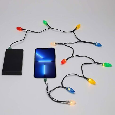 شاحن USB ومصباح من Louliou، كابل شحن أضواء عيد الميلاد LED، متين ومحمول متوافق مع 7 7plus 8 8plus 11 11Pro Max، 12 12pro Max، 13 13pro Max، 14 14pro Max إلخ قطعتان in Kuwait