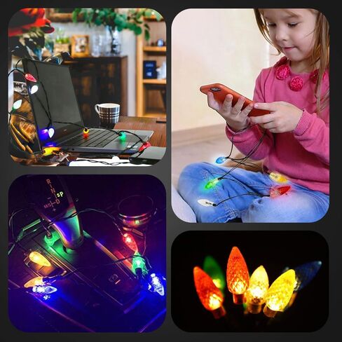 شاحن USB ومصباح من Louliou، كابل شحن أضواء عيد الميلاد LED، متين ومحمول متوافق مع 7 7plus 8 8plus 11 11Pro Max، 12 12pro Max، 13 13pro Max، 14 14pro Max إلخ قطعتان in Kuwait