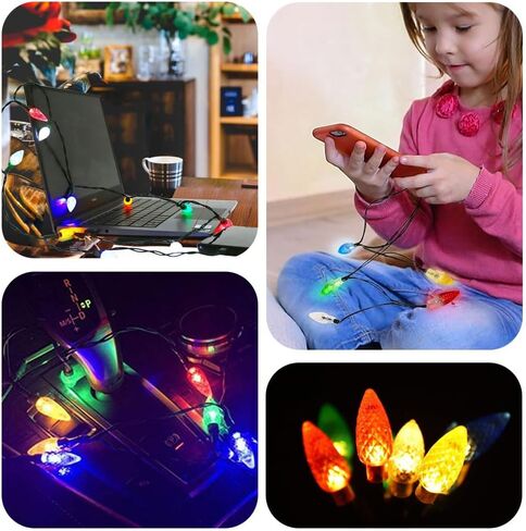 شاحن USB ومصباح من Louliou، كابل شحن أضواء عيد الميلاد LED، متين ومحمول متوافق مع 7 7plus 8 8plus 11 11Pro Max، 12 12pro Max، 13 13pro Max، 14 14pro Max إلخ قطعتان in Kuwait