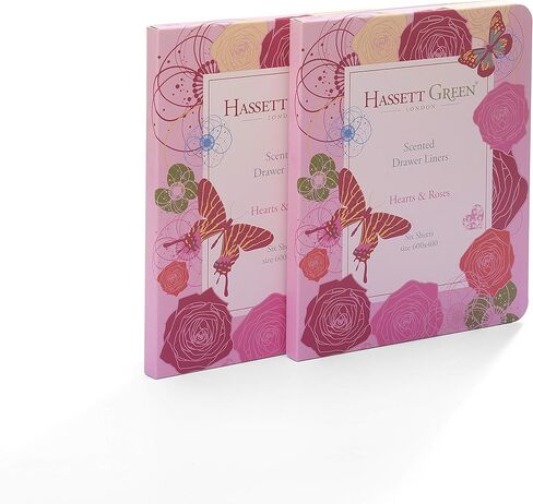 بطانات الأدراج المعطرة من هاسيت جرين لندن - عطر القلوب والورود - عبوة واحدة مكونة من 6 ورقات مقاس 23.6 × 15.75 بوصة in Kuwait