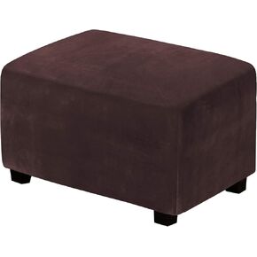 H.VERSAILTEX Real Velvet Plush 1 Piece Form Fit Stretch Rectangle Folding Storage Covers Ottoman Slipcovers Removable Footstool Protect Footrest Covers Elastic Bottom, Machine Washable(X-Large, Brown)