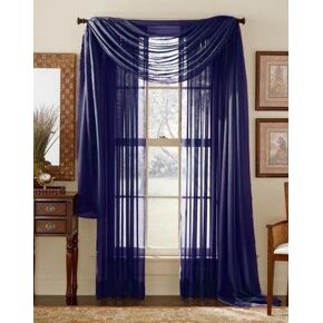 3 Piece Sheer Panel (2 Pieces 58" x 84") and Scarf Window (1 Pieces 37" x 216") Curtain Combo Set (Black)