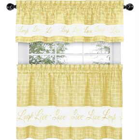 GoodGram Country Gingham Check Live~Laugh~Love 3 Pc. Café Plaid Kitchen Curtain Set - Assorted Colors & Sizes (Burgundy, 36 in. L) in Saudi Arabia