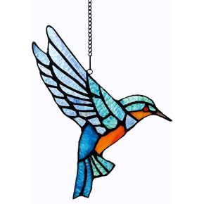 Stained Glass Bluebird Window Hanging Sun Catcher Ornament Bird, 9" x 6 1/2"
