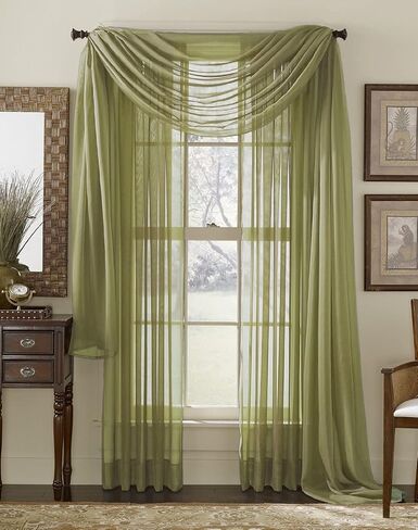 3 Piece Sheer Panel (2 Pieces 58" x 84") and Scarf Window (1 Pieces 37" x 216") Curtain Combo Set (Black) in Saudi Arabia