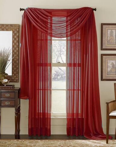 3 Piece Sheer Panel (2 Pieces 58" x 84") and Scarf Window (1 Pieces 37" x 216") Curtain Combo Set (Black) in Saudi Arabia